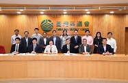 The Secretary for Labour and Welfare, Dr Law Chi-kwong, visited Tsuen Wan District to meet with members of the Tsuen Wan District Council (TWDC) to gain an overview of the district and learn about concerns of community members. Photo shows Dr Law (front row, third right) with the Chairman of the TWDC, Mr Chung Wai-ping (front row, second right); the Vice Chairman of the TWDC, Mr Wong Wai-kit (front row, first right); the District Officer (Tsuen Wan), Miss Jenny Yip (front row, third left); and other attendees.