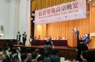 The Secretary for Labour and Welfare, Mr Matthew Cheung Kin-chung, officiated at the Elder Academy High Table Dinner organised by the New Territories West Elder Academies Cluster at The University of Hong Kong tonight (October 5). Picture shows Mr Cheung delivering a speech before the dinner.