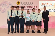 Secretary for Labour and Welfare, Dr Law Chi-kwong, presents prizes to winners of the "Her Voice" Video Competition co-organised by the Labour and Welfare Bureau and the Women's Commission (WoC) to promote the Convention on the Elimination of All Forms of Discrimination against Women of the United Nations among secondary school students before the WoC's reception to celebrate International Women's Day 2018.