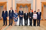 The Acting Chief Executive, Mr Matthew Cheung, witnessed with the visiting Prime Minister of the Kingdom of the Netherlands, Mr Mark Rutte, the signing of the Memorandum of Understanding between Hong Kong and the Netherlands concerning the Working Holiday Arrangement at Government House. Mr Cheung (fourth right) and Mr Rutte (fourth left) are pictured with the Secretary for Labour and Welfare, Dr Law Chi-kwong (third right); the Permanent Secretary for Labour and Welfare, Ms Chang King-yiu (second right); the Commissioner for Labour, Mr Carlson Chan (first right); the Consul General of the Kingdom of the Netherlands in Hong Kong, Ms Annemieke Ruigrok (third left); the Chief of Staff, the Kingdom of the Netherlands, Mr Paul Huijts (second left); and the Director, Asia and Pacific Affairs, Ministry of Foreign Affairs, the Kingdom of the Netherlands, Mr Peter Potman (first left), after the signing ceremony.