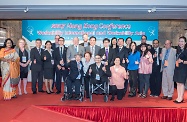 The Secretary for Labour and Welfare, Mr Stephen Sui, attended the 2017 Hong Kong Conference of Workability International and Workability Asia jointly organised by the Hong Kong Joint Council for People with Disabilities and the Hong Kong Council of Social Service. Picture shows Mr Sui (second row, seventh right), Commissioner for Rehabilitation, Mr David Leung (second row, third left), and participants of the conference.