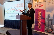 The Secretary for Labour and Welfare, Dr Law Chi-kwong, commenced his visit programme in New York with his delegation and attended a luncheon jointly organised by the Hong Kong Association of New York, Asian Women in Business and the International Women's Entrepreneurial Challenge Foundation. Photo shows Dr Law addressing the luncheon on Hong Kong's experience in women's empowerment.