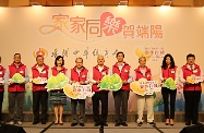 Mr Cheung (fifth left) is pictured with the Chairman of CGCC, Dr Charles Yeung (centre); the Vice-chairman of CGCC, Dr Wong Kwok-keung (fourth right); the Life Honorary Chairman of CGCC, Mr Ho Sai-chu (third left); the Vice President of The Hong Kong Federation of Trade Unions, Mr Chan Yau-hoi (fifth right); the Vice Chairman of Child Development Initiative Alliance, Ms Judith Yu (fourth left); the Managing Director of Hong Kong Convention and Exhibition Centre, Ms Monica Lee-Müller (third right); and other guests.