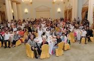 The Secretary for Labour and Welfare, Mr Matthew Cheung Kin-chung, attends a tea reception at the Government House to celebrate Senior Citizens Day with about 100 elderly people from 18 districts, showing care and respect for them.