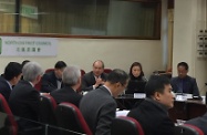 The Secretary for Labour and Welfare, Mr Matthew Cheung Kin-chung (third right), attends a North District Council meeting to gauge the Members' views regarding the retirement protection consultation document.