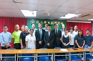 The Secretary for Labour and Welfare, Dr Law Chi-kwong, paid a courtesy visit to the Federation of Hong Kong & Kowloon Labour Unions (FLU). Picture shows Dr Law Chi-kwong (front row, fifth left) and the Commissioner for Labour, Mr Carlson Chan (front row, fifth right), with the Chairman of FLU, Mr Lam Chun-sing (front row, centre); Vice-chairman, Ms Ng Wai-yee (front row, fourth left); Vice-chairman, Ms Tam Kam-lin (front row, fourth right); General Secretary, Mr Chau Siu-chung (back row, second right) and other representatives from FLU.