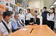 The Secretary for Labour and Welfare, Dr Law Chi-kwong, was joined by two Secondary Five students enrolled under the ⩴ Be a Government Official for a Day ⩴ Programme shadowing him in frontline visits today (August 18) to gain experience of his work. Photo shows Dr Law taking a closer look at the ⩴ Dementia-Friendly Community in Southern District ⩴ project funded by the Community Investment and Inclusion Fund at Mind Delight Memory and Cognitive Training Centre of Christian Family Service Centre in Aberdeen. It builds a collaborative platform among sectors in the district to support persons with dementia and their carers.