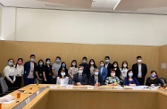 The Secretary for Labour and Welfare, Dr Law Chi-kwong, was joined by two Secondary Five students enrolled under the ⩴ Be a Government Official for a Day ⩴ Programme shadowing him in frontline visits today (August 18) to gain experience of his work. Photo shows Dr Law meeting with representatives of the Elderly Services Association of Hong Kong in the afternoon on the latest development of manpower of elderly services as well as how to attract young people to join the career.