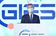 The Secretary for Labour and Welfare, Dr Law Chi-kwong, today (November 3) officiated at the opening ceremony of the Gerontech and Innovation Expo cum Summit 2021 jointly hosted by the Government and the Hong Kong Council of Social Service. Photo shows Dr Law delivering opening remarks.