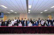 The Chief Executive, Mrs Carrie Lam, chaired the thirteenth meeting of the Commission on Children today (May 19). Mrs Lam (front row, sixth right) and the Secretary for Labour and Welfare and Vice-chairperson of the Commission, Dr Law Chi-kwong (front row, sixth left) are pictured with members of the Commission.