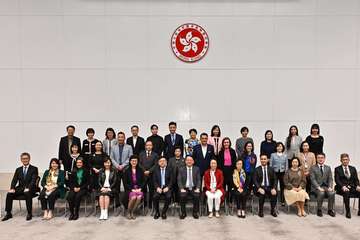 The Chief Secretary for Administration, Mr Chan Kwok-ki, today (March 16) chaired the 16th meeting of the Commission on Children. Photo shows (front row, from left) the Commissioner of Police, Mr Siu Chak-yee; the Acting Secretary for Health, Dr Libby Lee; the Convenor of the Working Group on Children with Specific Needs, Ms Shalini Mahtani; the Convenor of the Working Group on Children Protection, Ms Kathy Chung; the Chairperson of the Family Council, Ms Melissa Kaye Pang; the Secretary for Labour and Welfare, Mr Chris Sun; Mr Chan; the Chairperson of the Women's Commission, Ms Chan Yuen-han; the Convenor of the Working Group on Research and Development, Dr Sanly Kam; the Convenor of the Working Group on Promotion of Children's Rights and Development, Public Education and Engagement, Mr Gary Wong; the Secretary for Home and Youth Affairs, Miss Alice Mak; the Acting Secretary for Education, Mr Jeff Sze; the Under Secretary for Culture, Sports and Tourism, Mr Raistlin Lau; the Director of Social Welfare, Miss Charmaine Lee (second row, first left); the Permanent Secretary for Labour and Welfare, Ms Alice Lau (second row, second left); the Director of Home Affairs, Mrs Alice Cheung (second row, second right); the Deputy Director of Health, Dr Teresa Li (second row, first right); and members of the Commission.