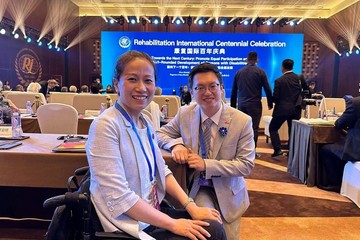 The Under Secretary for Labour and Welfare, Mr Ho Kai-ming, led the Hong Kong, China delegation comprising representatives of the Labour and Welfare Bureau and the Social Welfare Department to visit Beijing on May 20 afternoon to attend the Rehabilitation International Centennial Celebration. Photo shows Mr Ho at the opening ceremony and plenary session on May 21 morning.