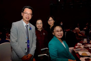 The Under Secretary for Labour and Welfare, Mr Ho Kai-ming, led the Hong Kong, China delegation comprising representatives of the Labour and Welfare Bureau and the Social Welfare Department to visit Beijing on May 20 afternoon to attend the Rehabilitation International (RI) Centennial Celebration. Photo shows Mr Ho at the RI Centennial Gala Dinner and Ceremony of RI Centennial Award of Outstanding Contributions on May 21 evening where he congratulated the five awardees of Hong Kong, China.