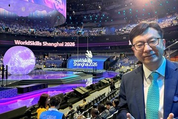 The Secretary for Labour and Welfare, Mr Chris Sun, concluded his visit to Shanghai today (September 23). Photo shows Mr Sun at the opening ceremony of the WorldSkills Shanghai 2026 yesterday (September 22).