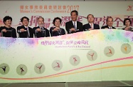The Chief Executive, Mr C Y Leung, and the Chief Secretary for Administration, Mr Matthew Cheung Kin-chung, attended the Women’s Commission Conference 2017 at the Hong Kong Convention and Exhibition Centre this afternoon. Picture shows (from left) the Chairperson of the Women's Commission, Mrs Stella Lau; the Secretary for Labour and Welfare, Mr Stephen Sui; the Chair of the Bureau of the United Nations Commission on the Status of Women, Mr Antonio de Aguiar Patriota; Vice President of All-China Women’s Federation Madam Cui Yu; Mr Leung; Deputy Director of the Liaison Office of the Central People's Government in the Hong Kong Special Administrative Region Mr Yang Jian; Mr Cheung; and the Permanent Secretary for Labour and Welfare, Miss Annie Tam, at the officiating ceremony.