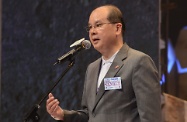 The Award Ceremony of Most Improved Trainees of Youth Employment and Training Programme 2016 cum Concert was held in the Queen Elizabeth Stadium this afternoon. Photo shows the Secretary for Labour and Welfare, Mr Matthew Cheung Kin-chung, addressing the ceremony.