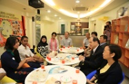 Mr Cheung (second right) meets with young South Asian people at the Services Centre to understand more about their adaption to Hong Kong life.