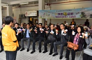 The Community Investment and Inclusion Fund (CIIF) held community-based activities in 10 public housing estates to promote and build social capital. The Secretary for Labour and Welfare, Mr Matthew Cheung Kin-chung, took part in "Heart Connection" project at Choi Hung Estate in Wong Tai Sin. Pictures shows Mr Cheung (third right); Chairman of the CIIF Committee, Dr Lam Ching-choi (second right); and CIIF SC.Net member Anderson Junior (fourth right) joining elderly residents to do physical exercise.