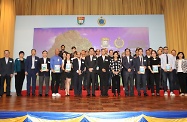 The Secretary for Labour and Welfare, Dr Law Chi-kwong, attended the "Unleashing Rehabilitated Offenders' Potential" Employment Symposium jointly held by the Correctional Services Department and the Centre for Criminology of the University of Hong Kong. Photo shows Dr Law (first row, seventh right) and the Commissioner of Correctional Services, Mr Lam Kwok-leung (first row, eighth right), pictured with other guests and representatives of the Caring Employers Award winners.